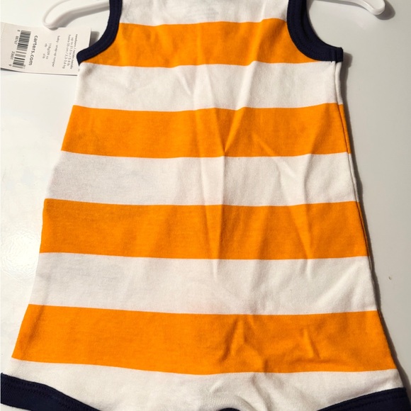 Carters Newborn Orange And White Striped Romper With Fun Jet Ski Accent - Picture 5 of 5